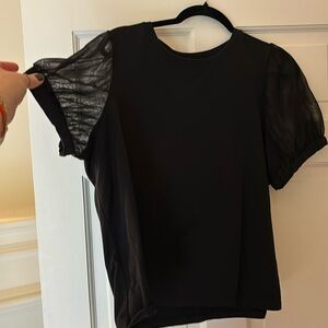 Madewell cotton t shirt with sheer sleeves black XL